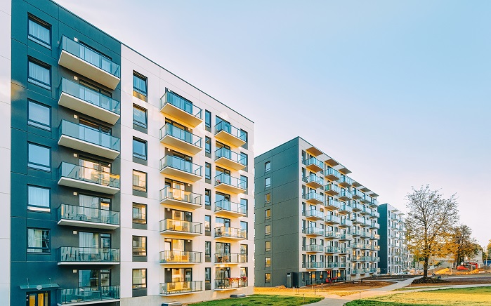 Modern apartment buildings